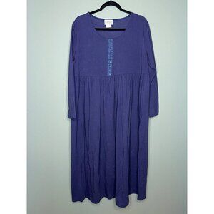 VTG Dividends Maternity Maxi Baby Doll Hook & Eye LS Blue Dress Prairie Cottage